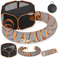 Portable Collapsible Cat Enclosure with Shade Cover 2 Tunnels Q381