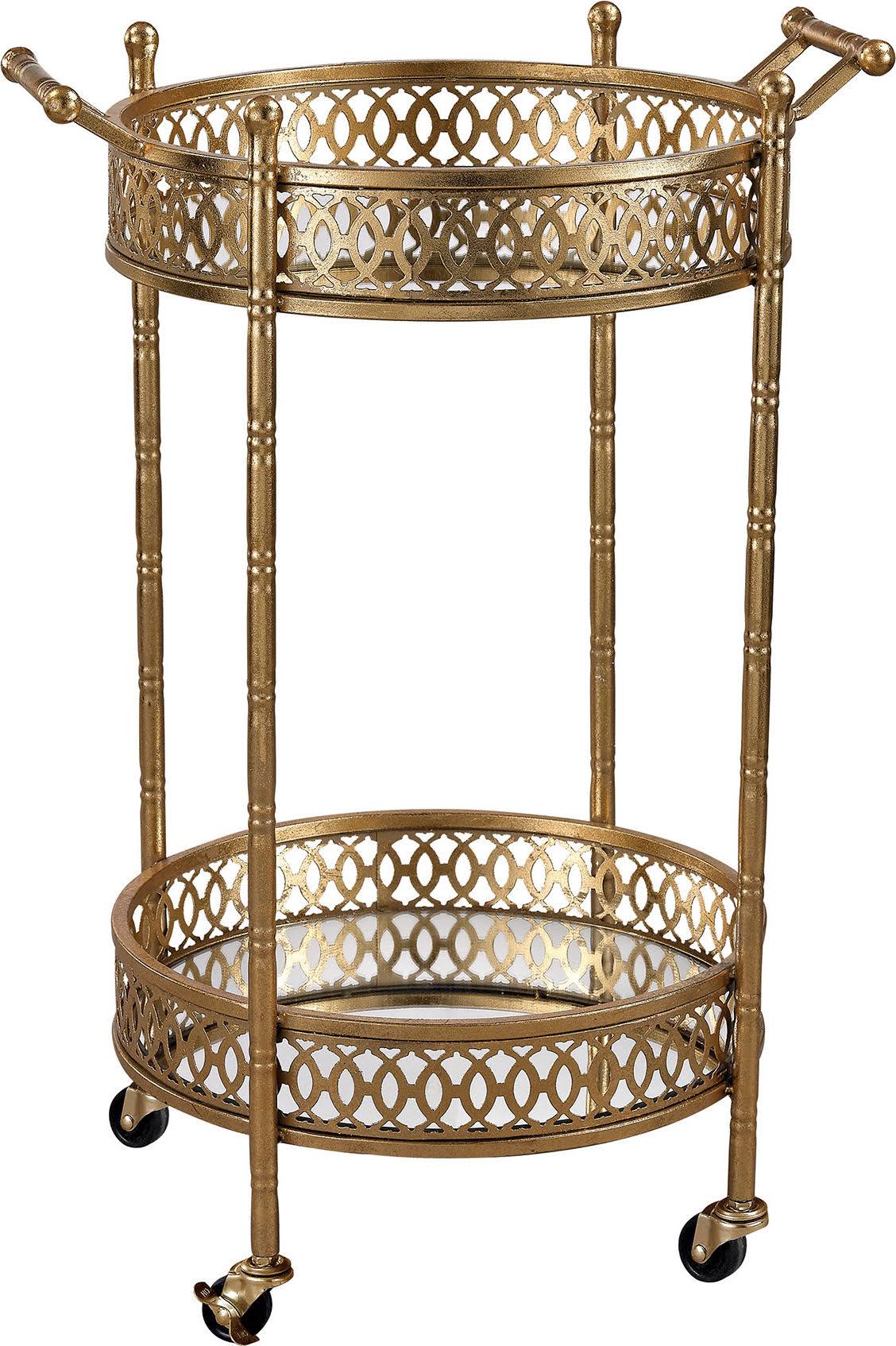 Gold Banded Round Bar Cart P9873