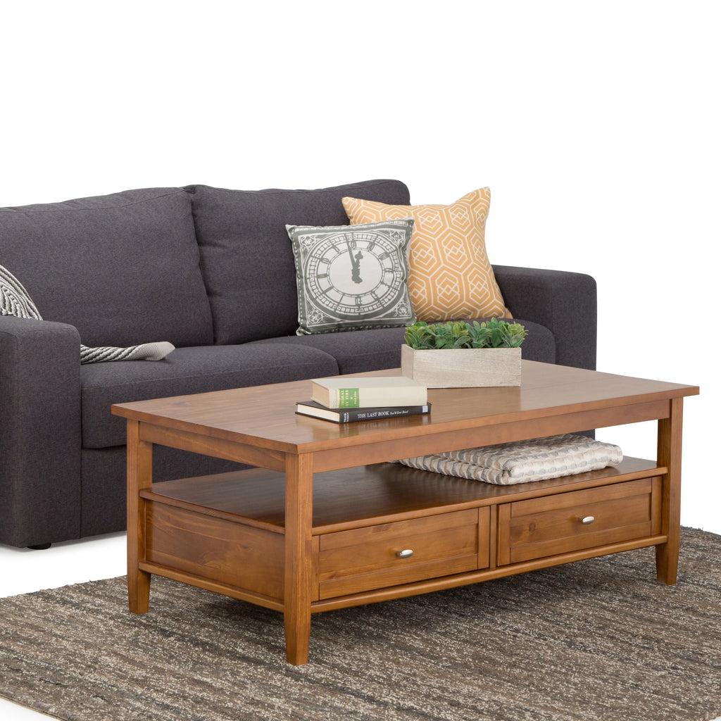Solid Wood 48 inch Wide Rectangle Coffee Table A907