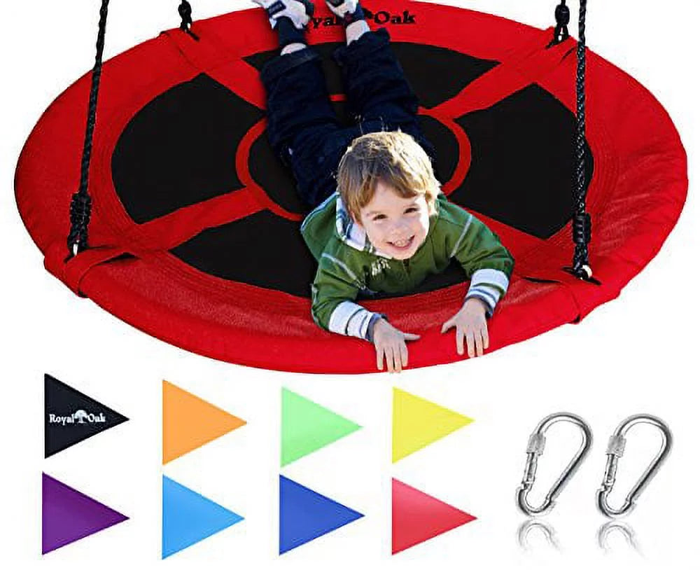 40 Inch Flying Saucer Tree Swing with Swing Cover and Flags D21170