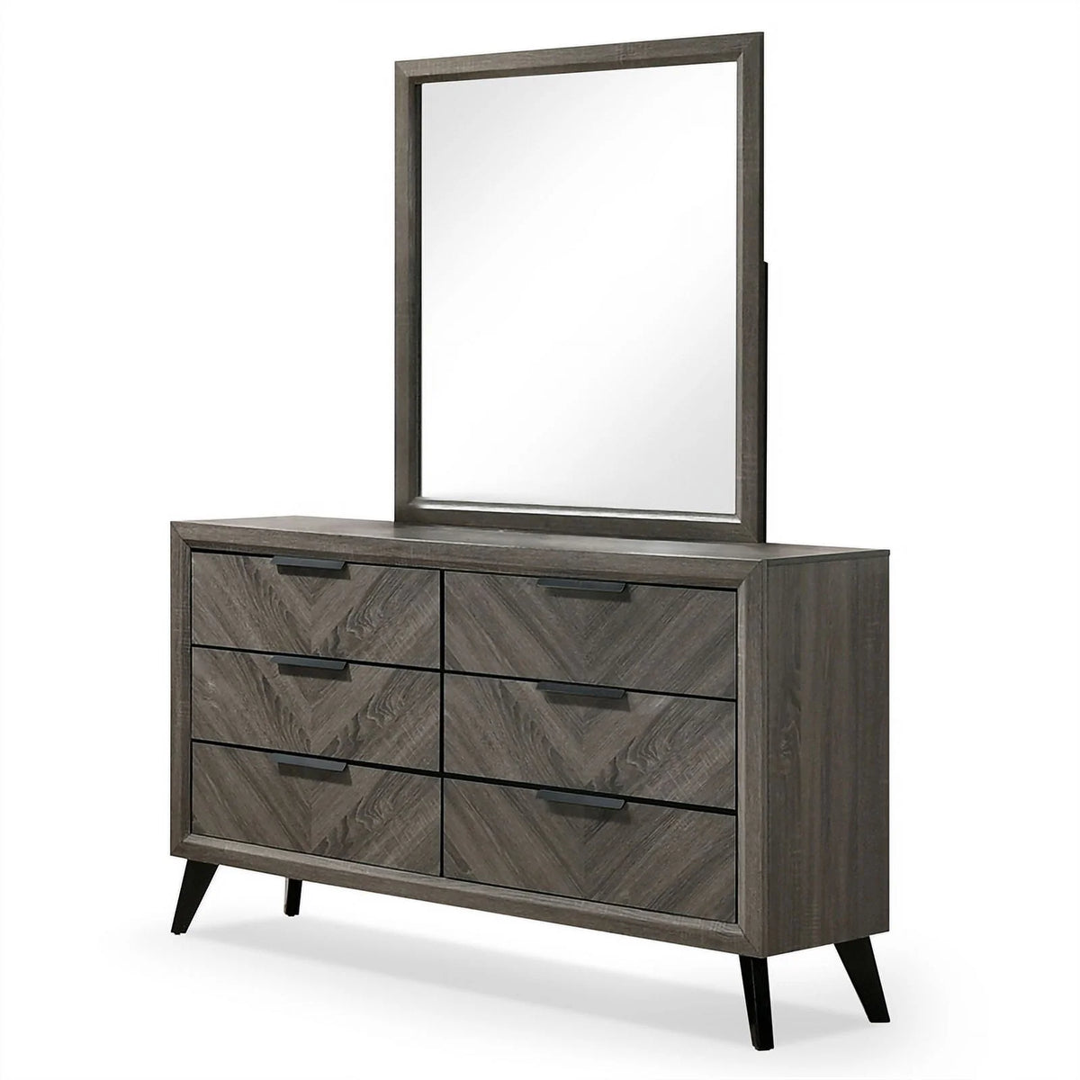6pc Wood Gray Bedroom Set King Y844444