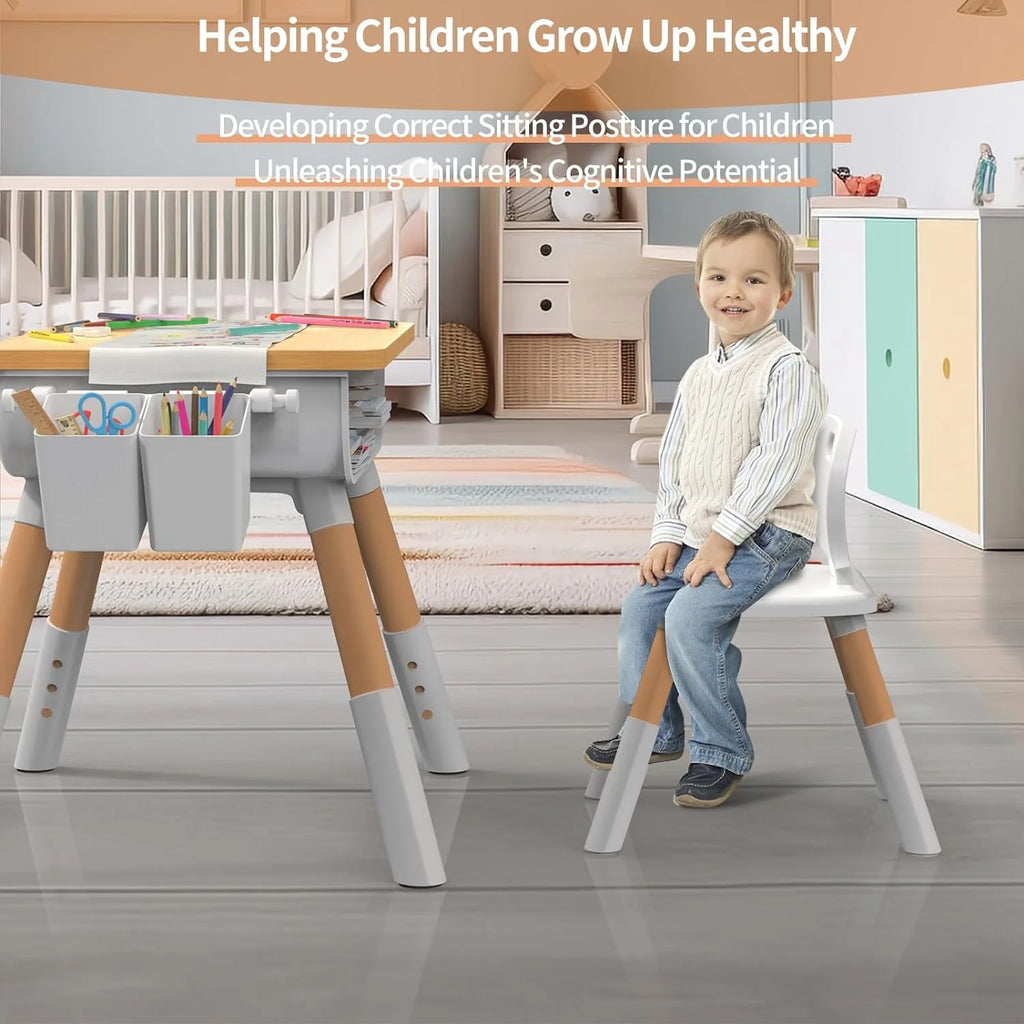 Kids Adjustable Height Wooden Table and Chair Set E3979