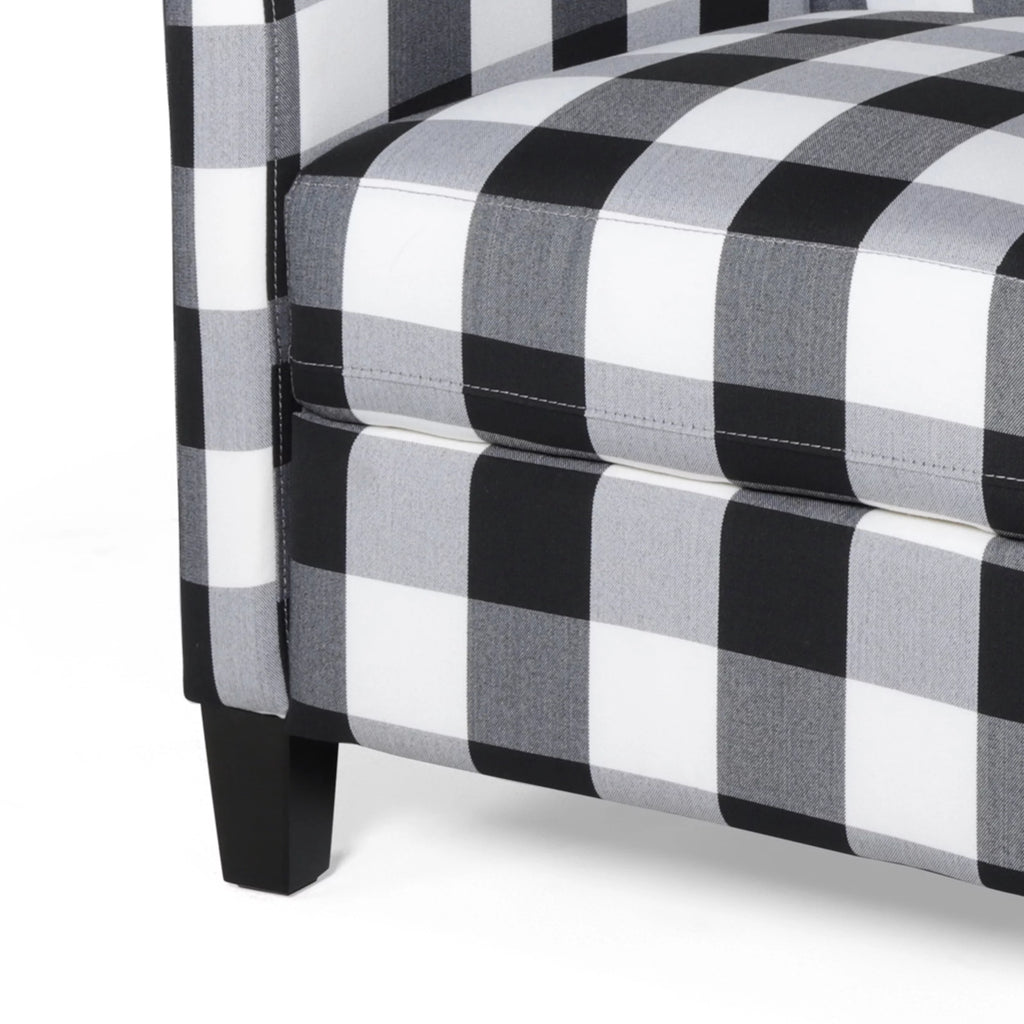 Black Checkerboard Fabric Push Back Recliner R83238