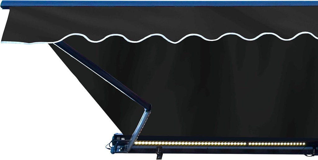 Motorized Retractable Patio Awning - 16 x 10 Feet - Multi-Striped Yellow C414514