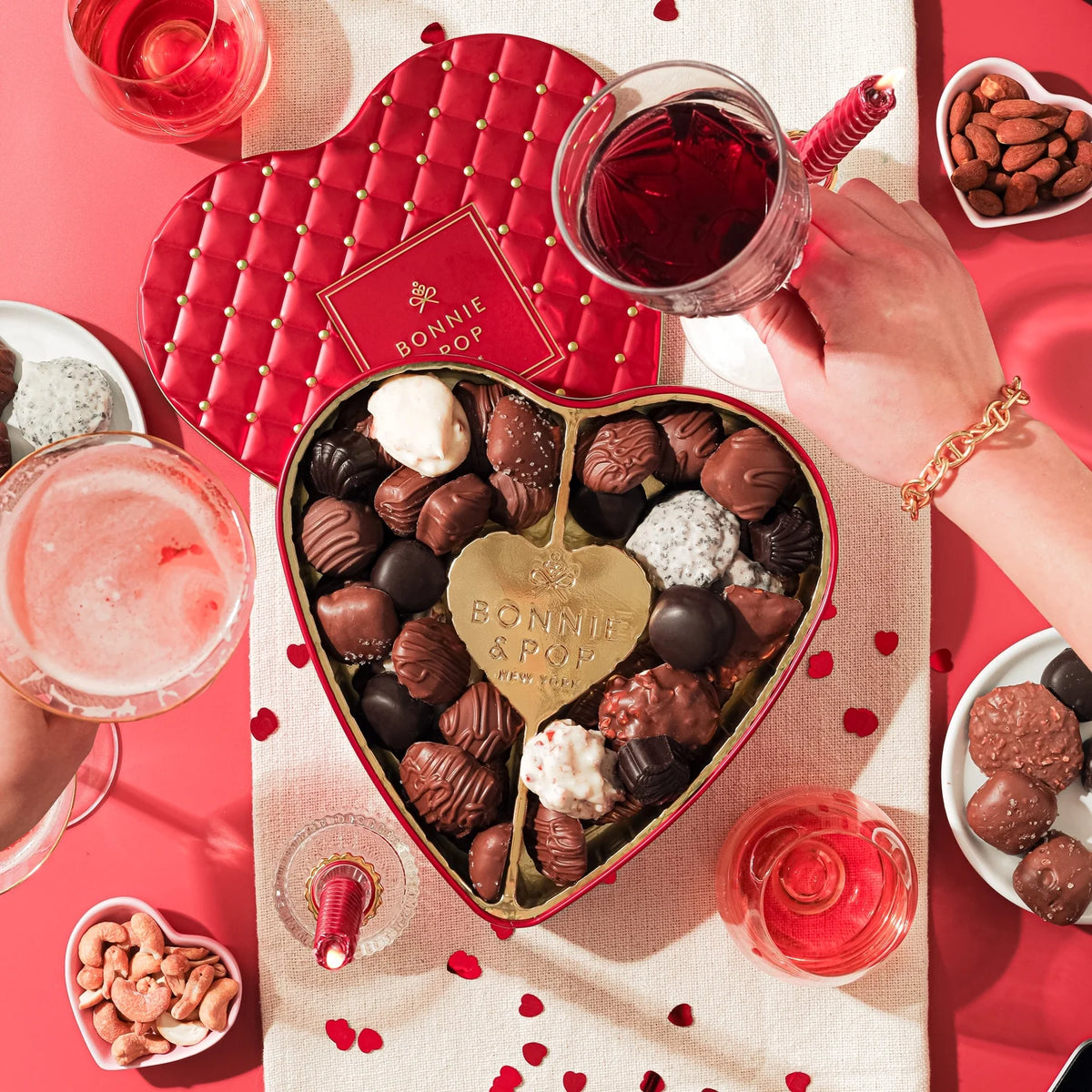 Heart Shaped Chocolate Gift Basket with Assorted Milk Chocolate Truffles R311