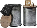 Rustic Ottoman Seat Stool Side Table Set of 2 U79384