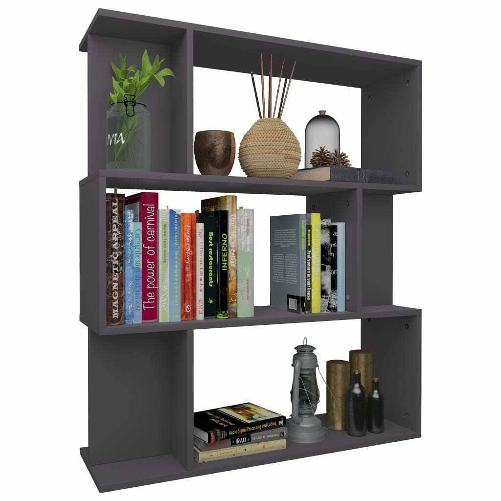 Gray Book Cabinet Room Divider Chipboard V1269