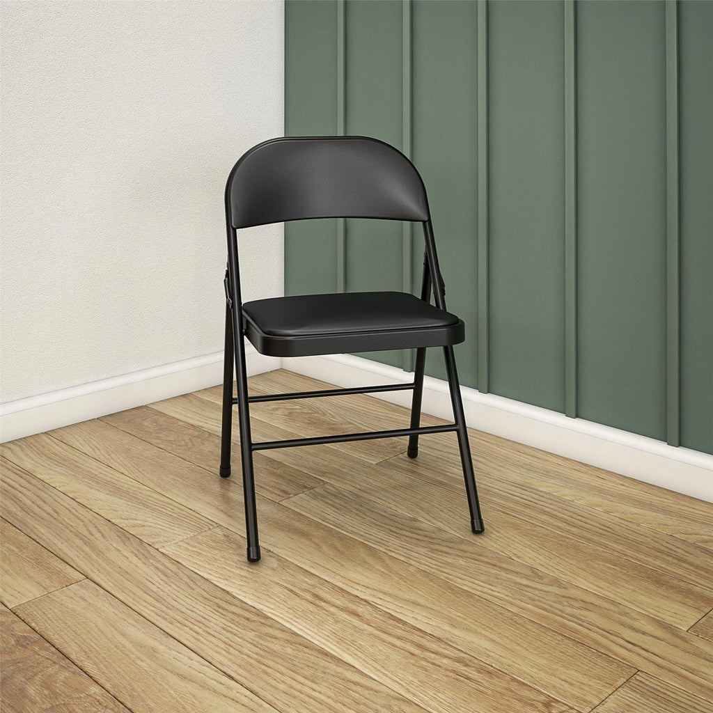 Black Vinyl Padded Metal Folding Chair 4-Pack H150