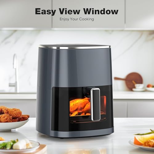 6QT Large Digital Air Fryer with Clear Window, Dishwasher Safe, Nonstick, Gray M578234