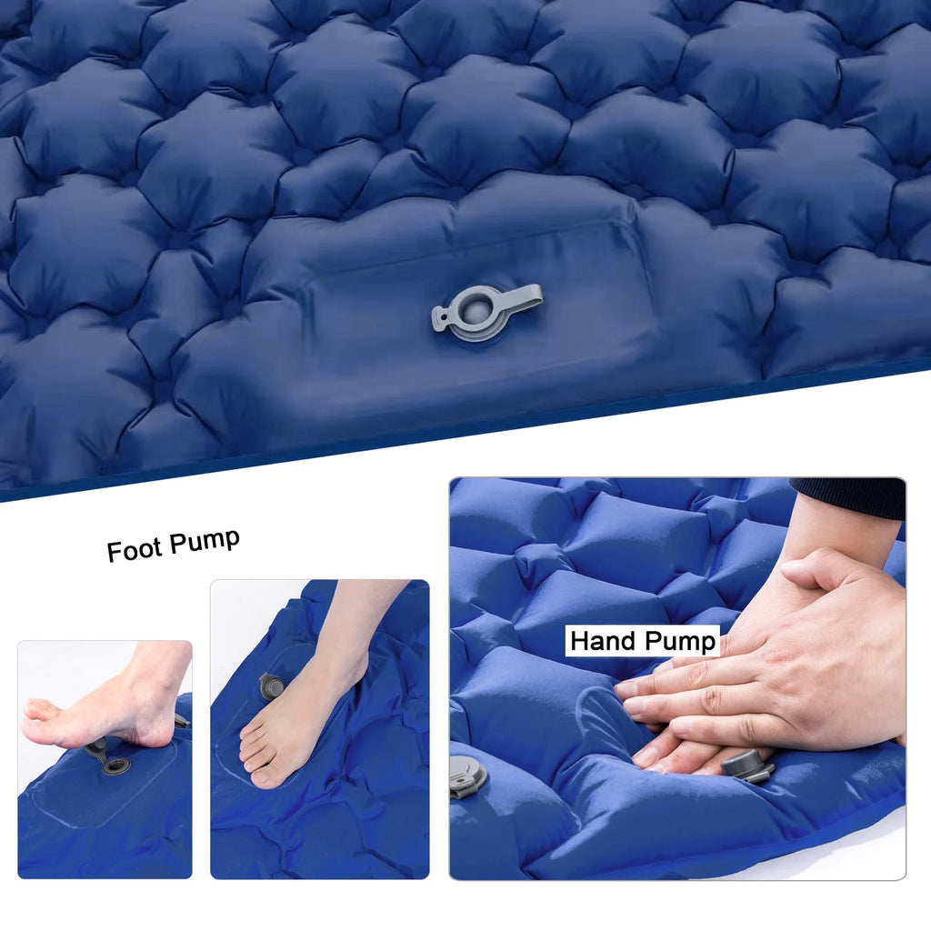 2 Person Camping Mat with Air Pillow Waterproof Backpacking Pad R666929