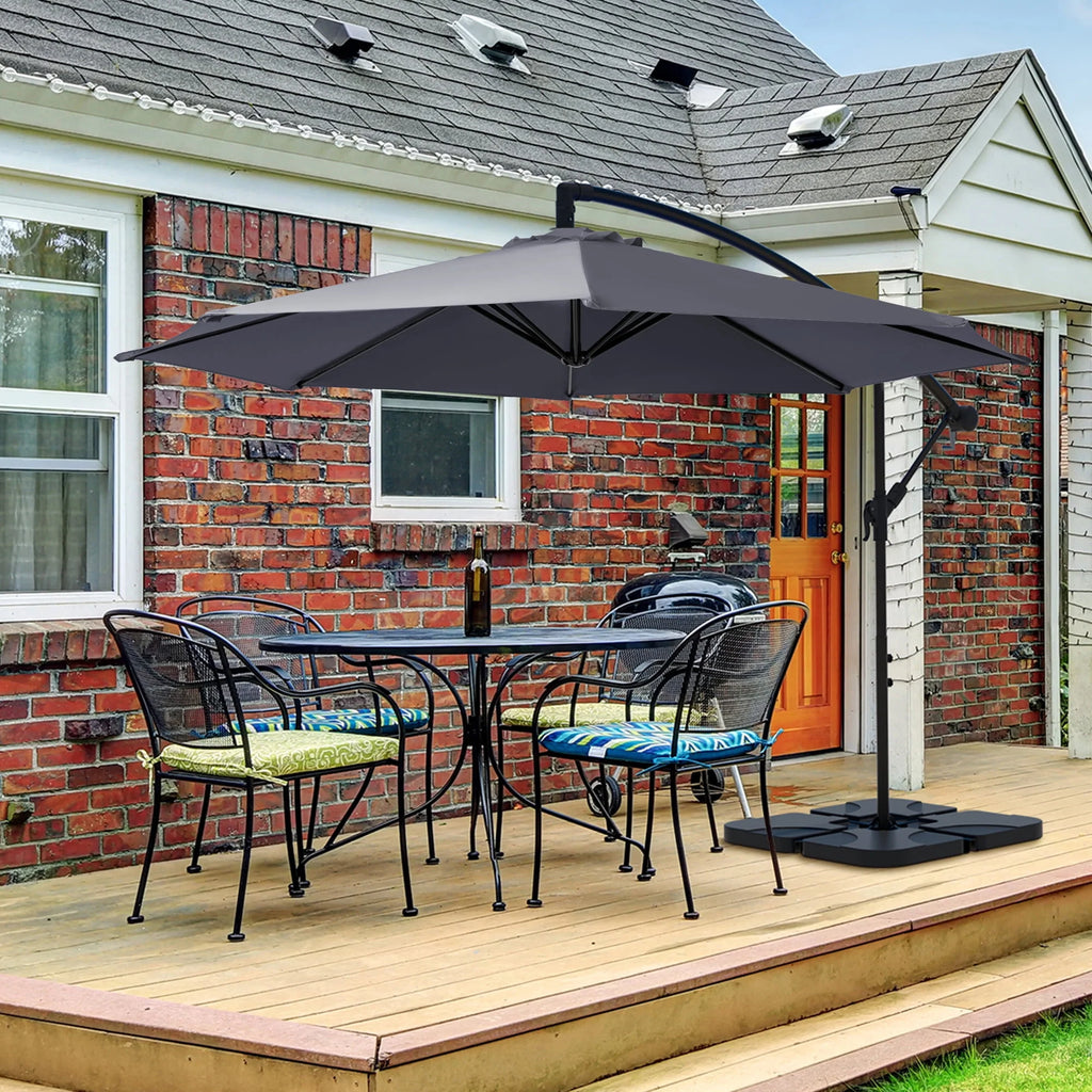 10ft Heavy Duty Offset Cantilever Patio Umbrella with 4-Piece Base X752
