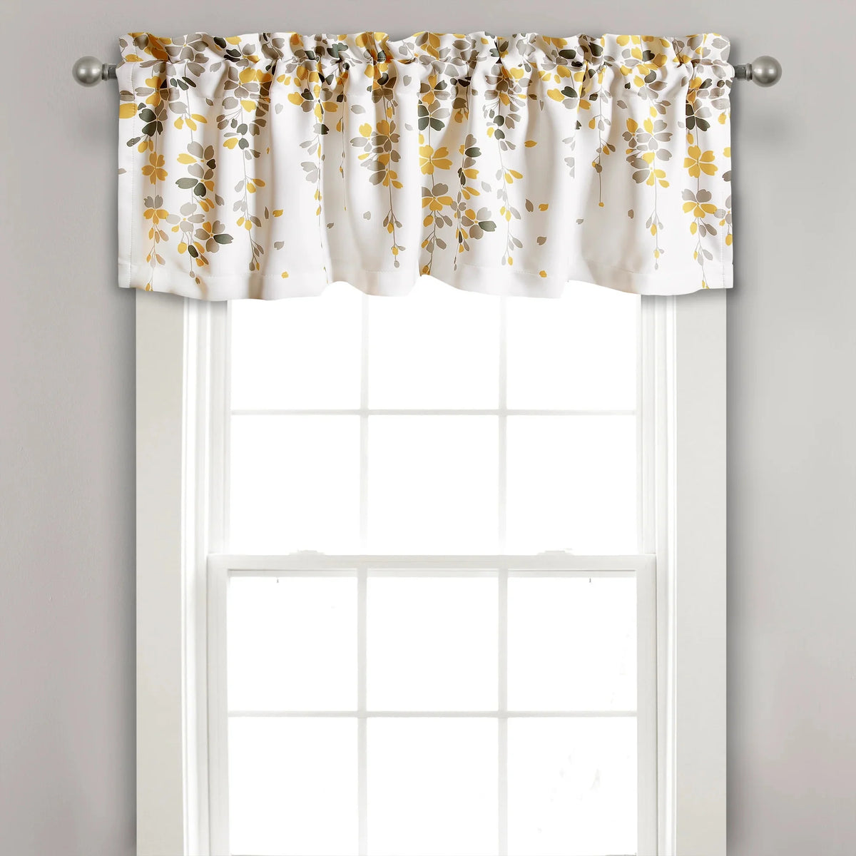 Floral Yellow Polyester Room Darkening Valance V66625