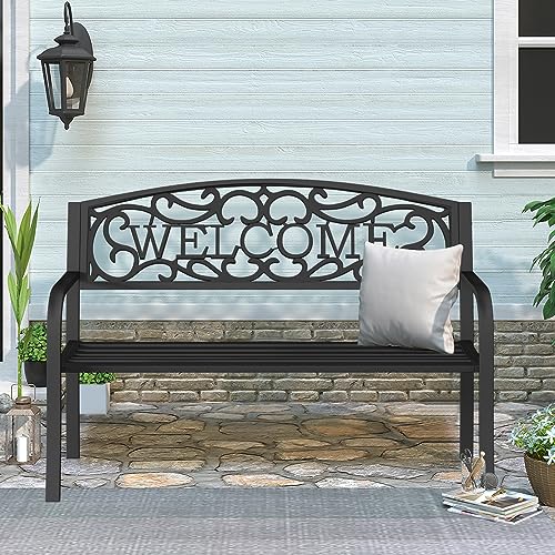 Weatherproof Heavy-Duty Wrought Iron Outdoor Bench C306