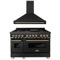 48 In. Dual Fuel Range and Range Hood in Black Stainless Steel Q614480
