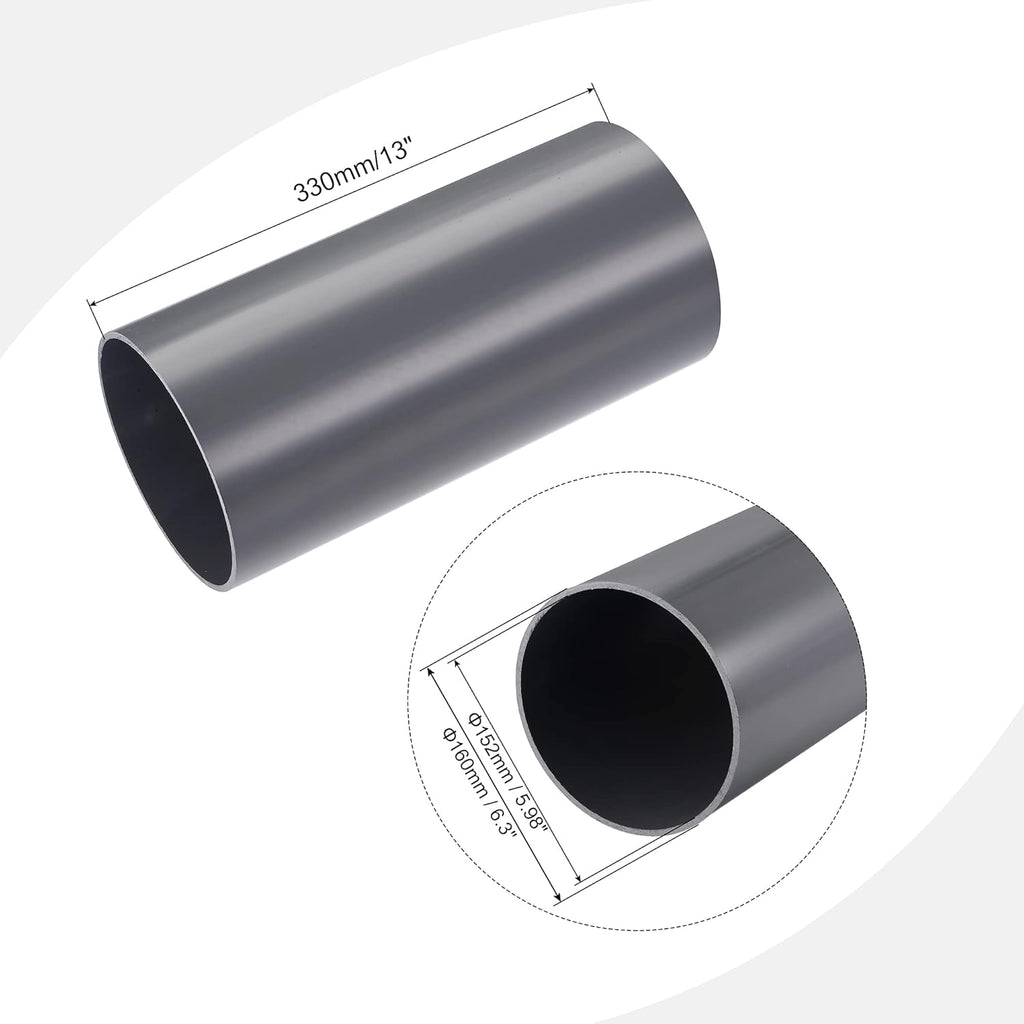 PVC Rigid Round Pipe 6 ID 13 Length Light Grey Q575579