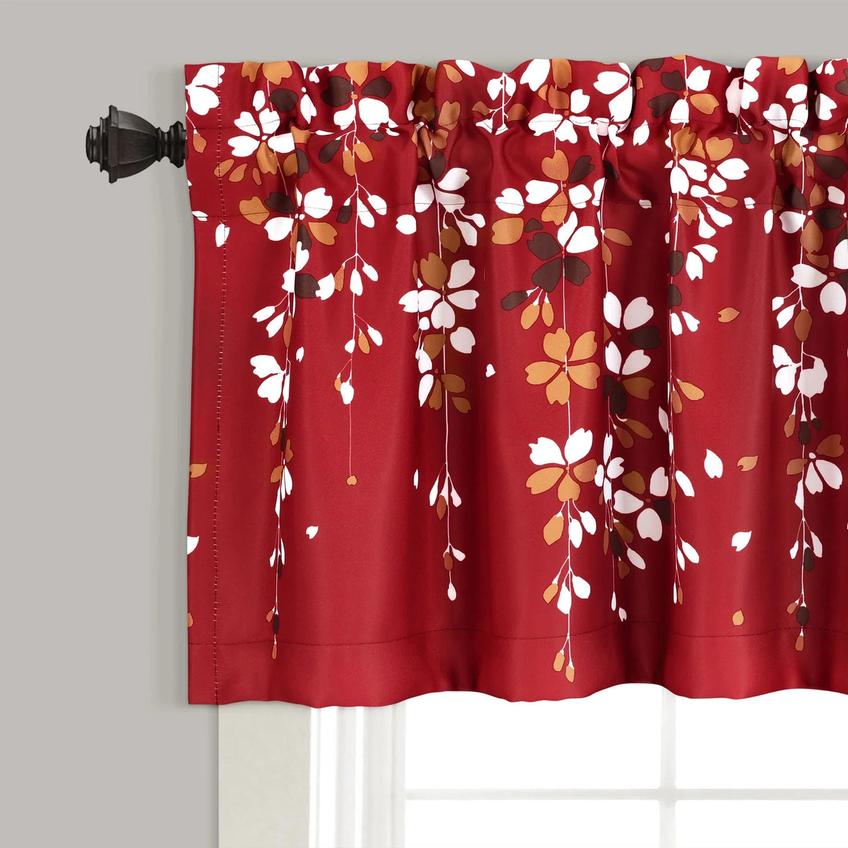 Floral Yellow Polyester Room Darkening Valance V66625