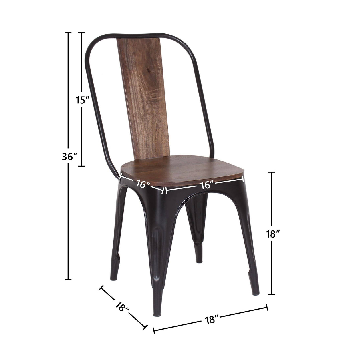Industrial Iron Mango Wood Side Dining Chairs (Set of 2) Brown C508179