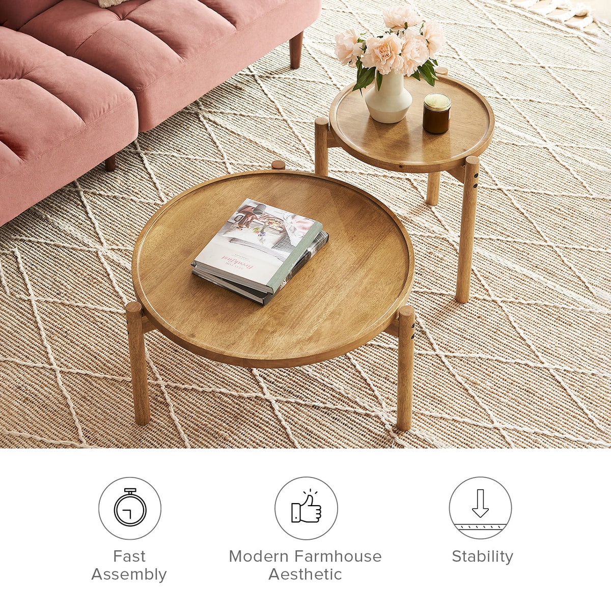 Round Solid Wood Coffee Table B5153
