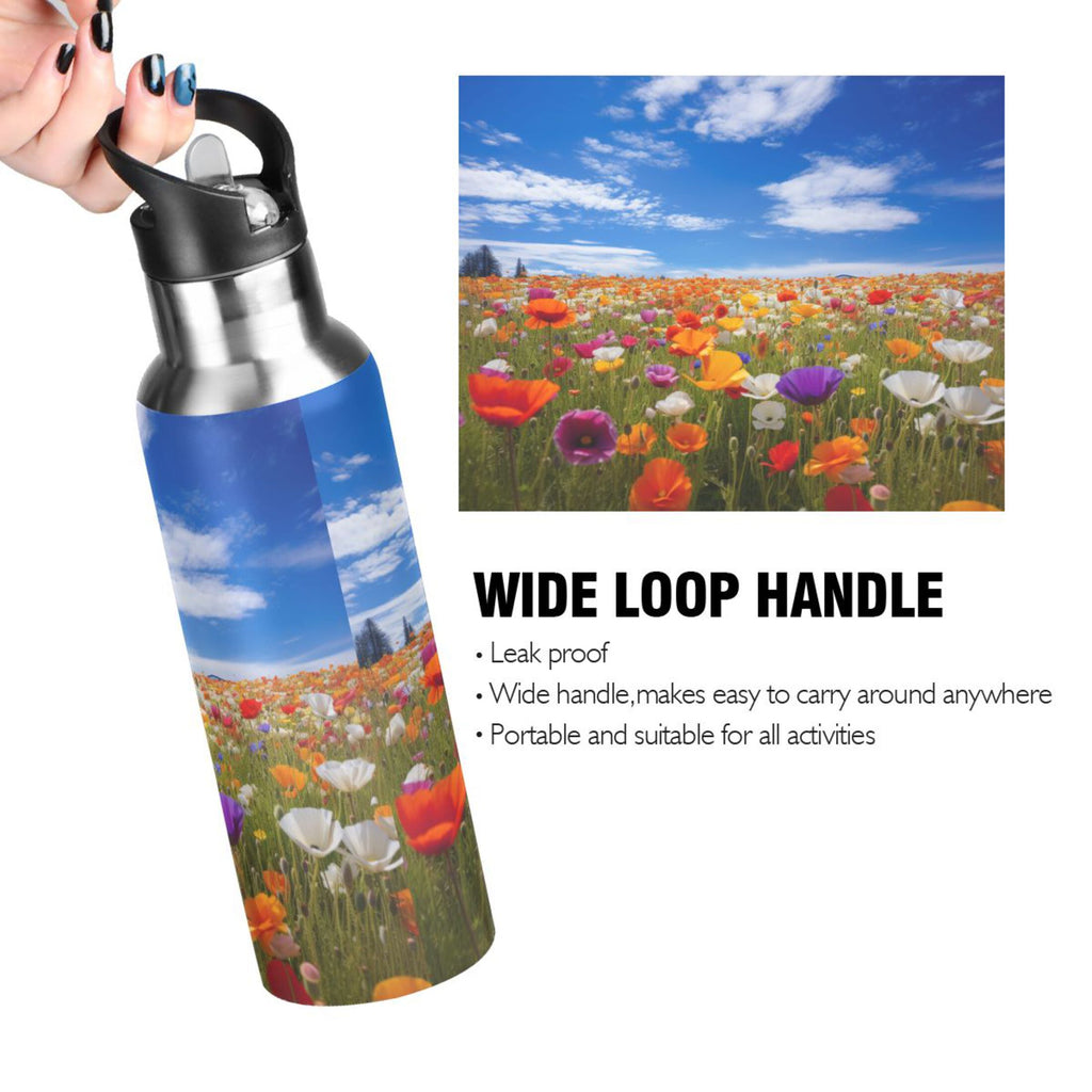 20 oz Insulated Stainless Steel Kids Water Bottle with Straw Lid E2175