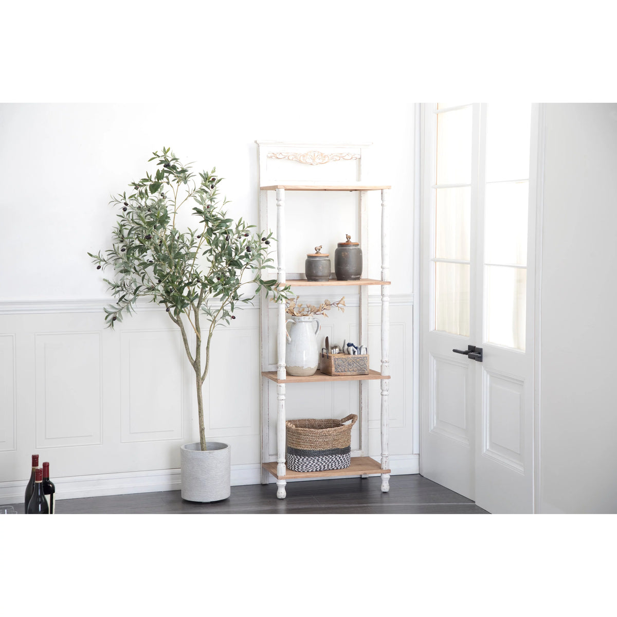 White Wood Shelving Unit L2091
