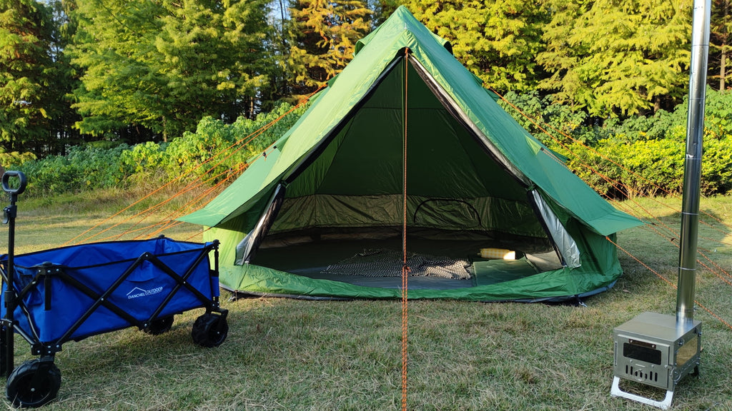 Waterproof 13.2ft/4M Green B1 Bell Tent with Black Footprint E11380