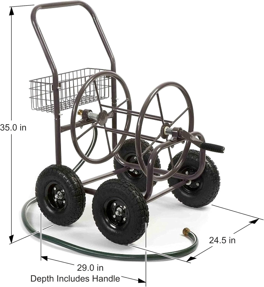 Bronze 4 Wheel Garden Hose Reel Cart N443