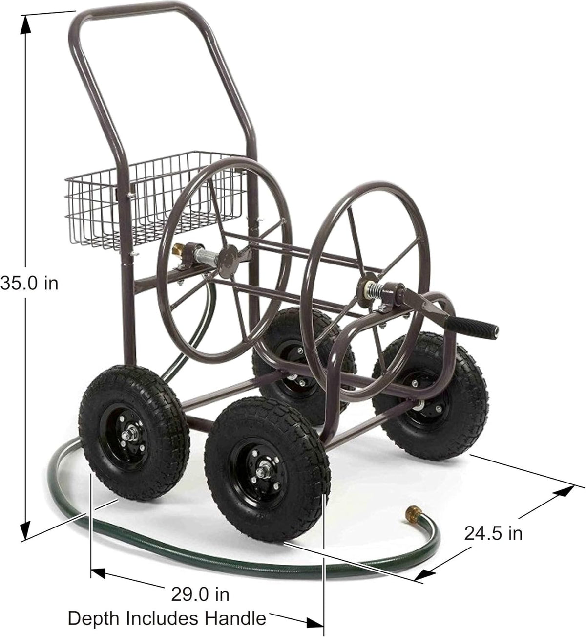 Bronze 4 Wheel Garden Hose Reel Cart N443