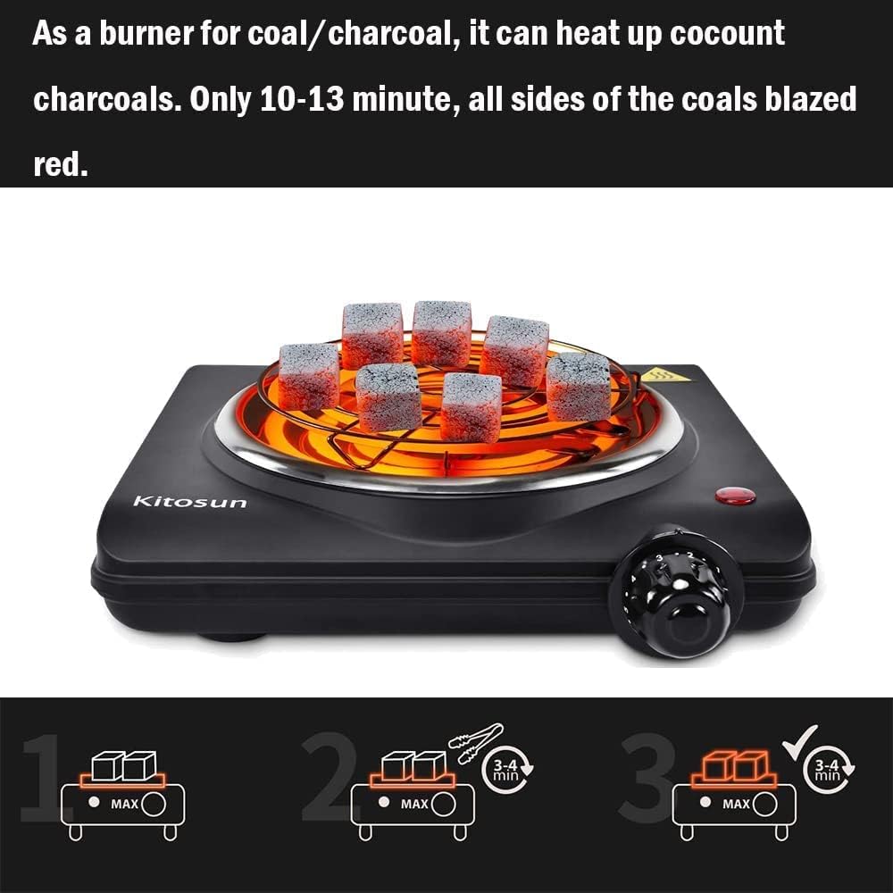 Single Hot Plate Electric Stove with Stainless Steel Grill (1000W) Pack of 2 D34928
