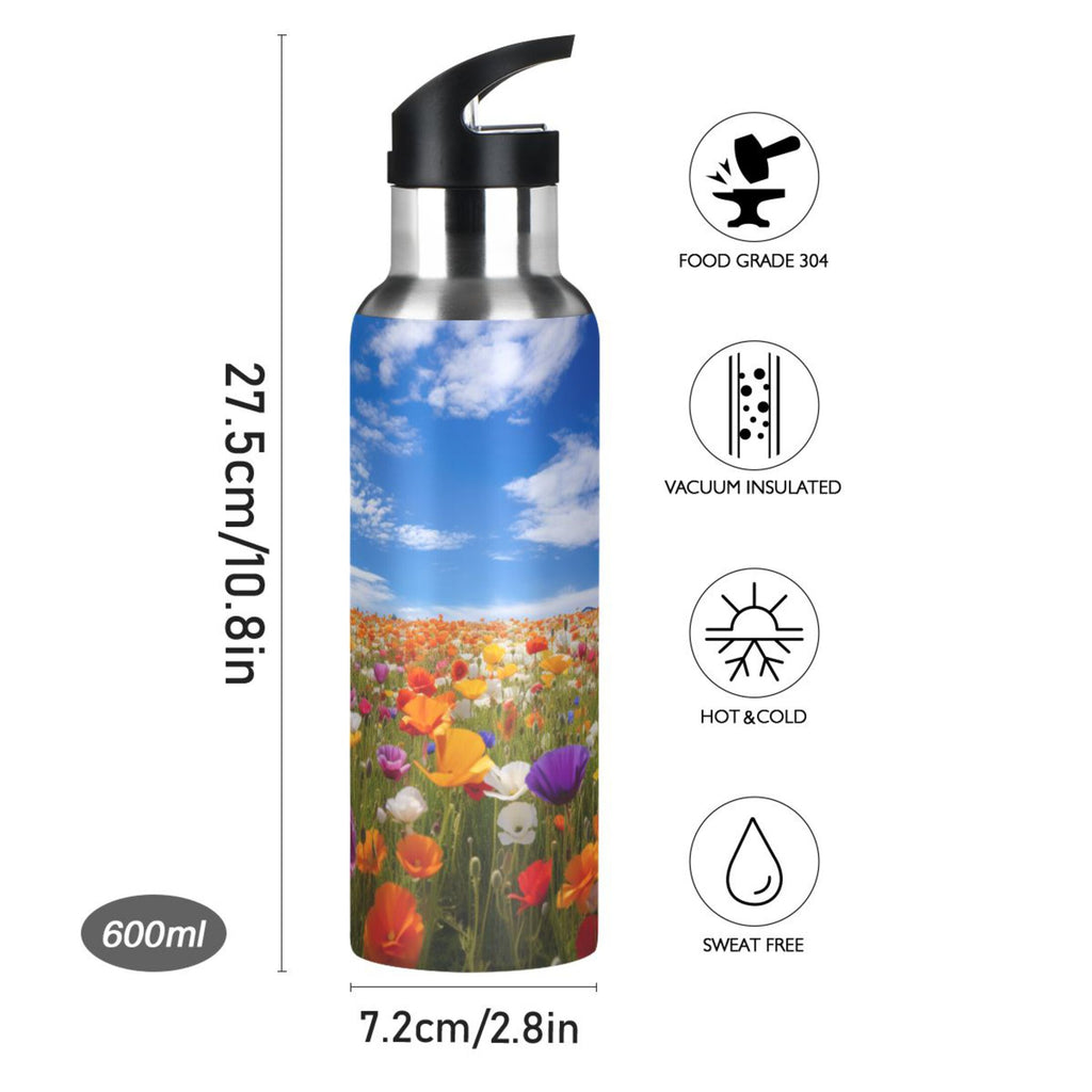 20 oz Insulated Stainless Steel Kids Water Bottle with Straw Lid E2175