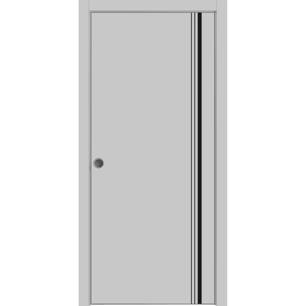 Sliding French Pocket Door 32 x 84 inches with Frosted Glass Solid Wood Interior Door H7795