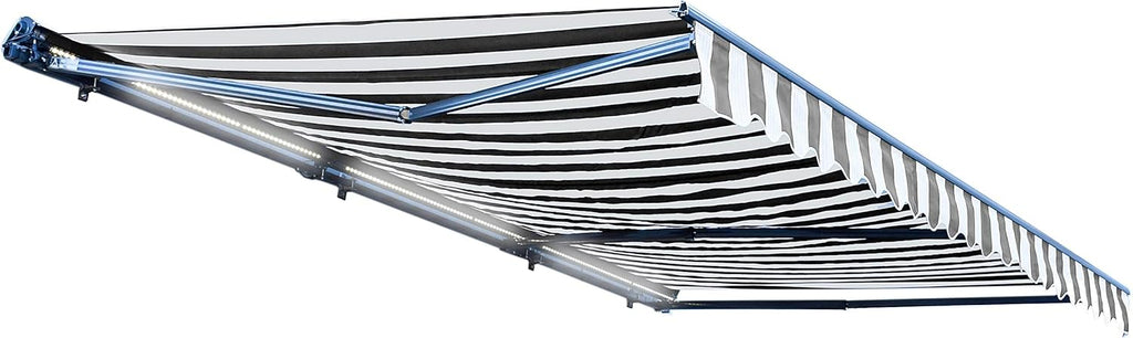 Motorized Retractable Patio Awning - 16 x 10 Feet - Multi-Striped Yellow C414514