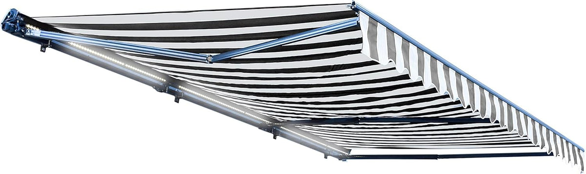 Motorized Retractable Patio Awning - 16 x 10 Feet - Multi-Striped Yellow C414514