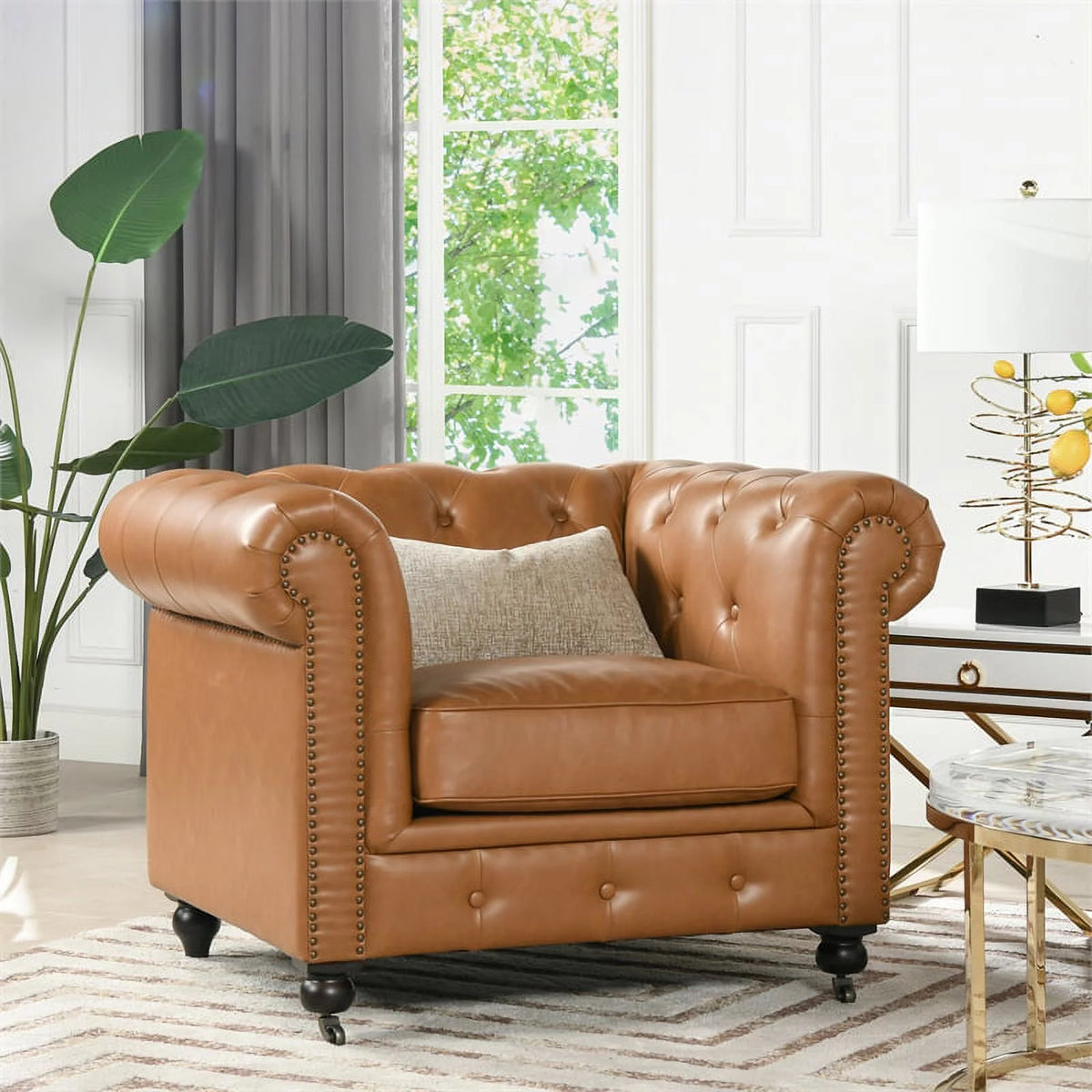 Caramel Tan Brown Armchair D407345