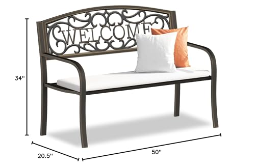Weatherproof Heavy-Duty Wrought Iron Outdoor Bench C306
