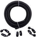 10FT 6 AN 3/8" Nylon Stainless Steel Braided PTFE E85 Fuel Line Fittings Kit with 6PCS Swivel Adapters Pack of 2 W59275