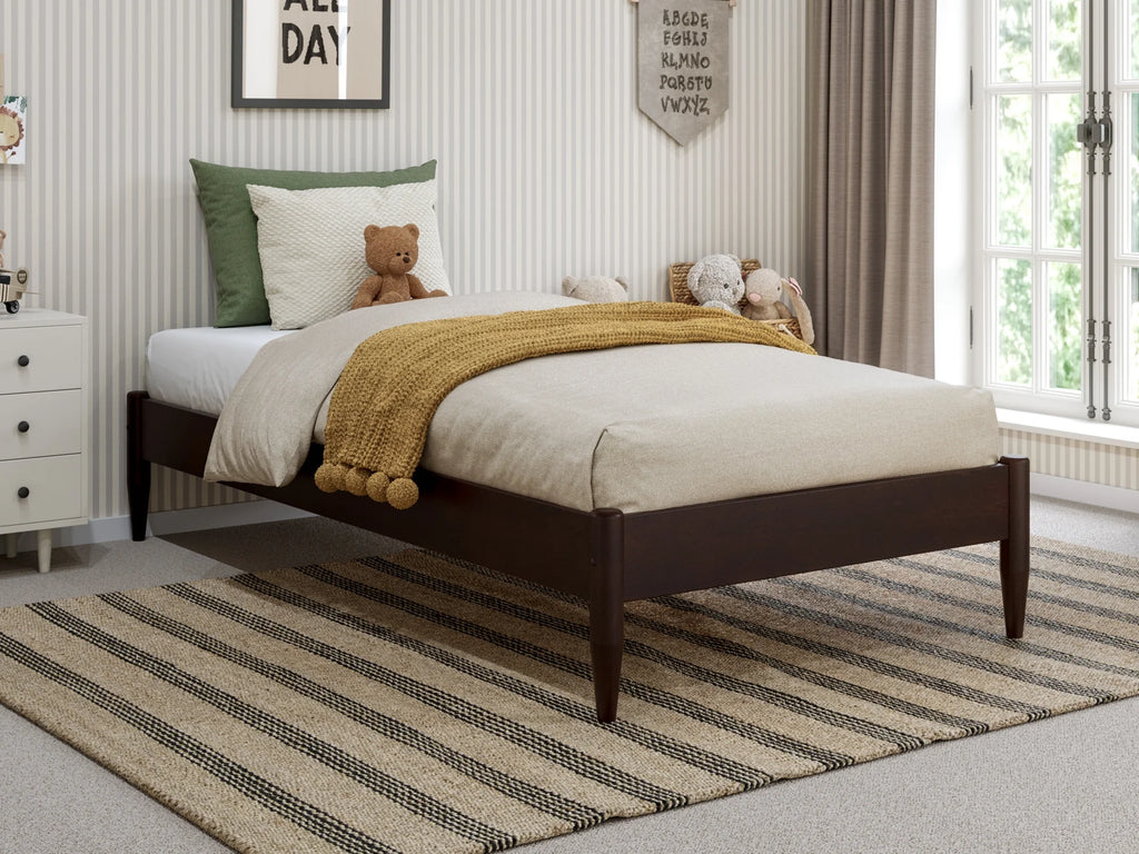 Espresso Solid Wood Platform Bed Twin XL Y68970