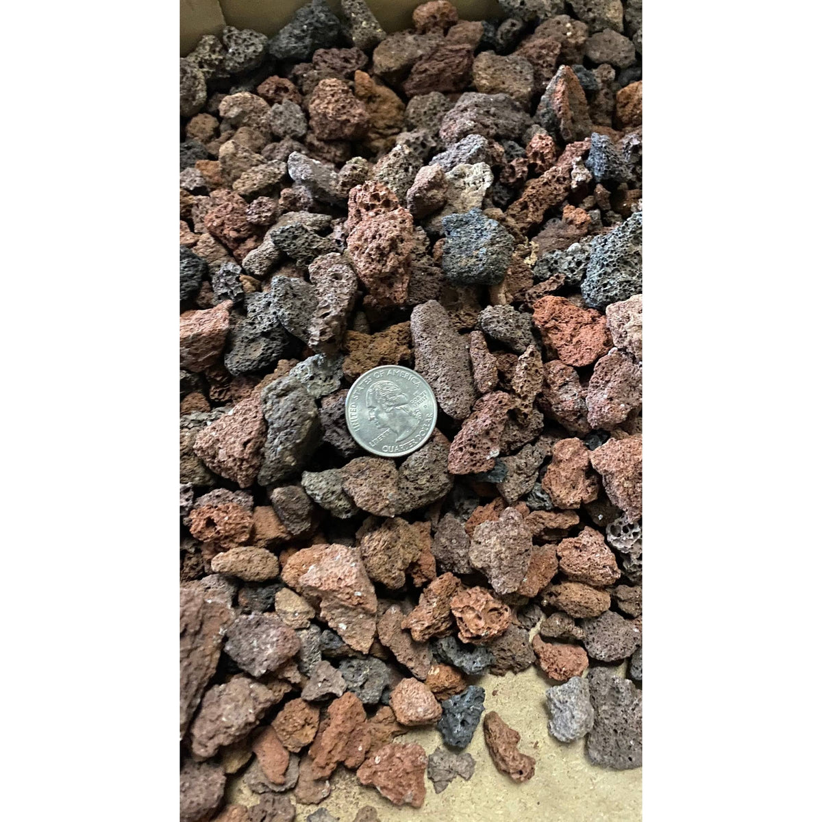 Red Volcanic Lava Rock Fire Pit 9 lbs 3/8 inch Q11932
