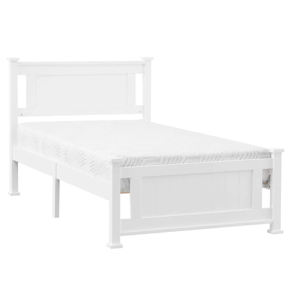 Gray Solid Pine Wood Twin Bed Frame with Headboard H987895