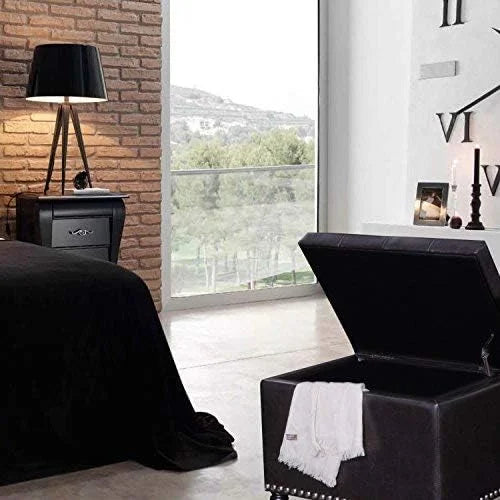 17.7" Brown Faux Leather Tufted Flip Top Ottoman Q400