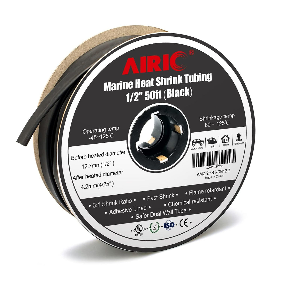 Black 50 Feet 3:1 Adhesive Lined Dual Wall Heat Shrink Tubing, Pack of 2 G656463