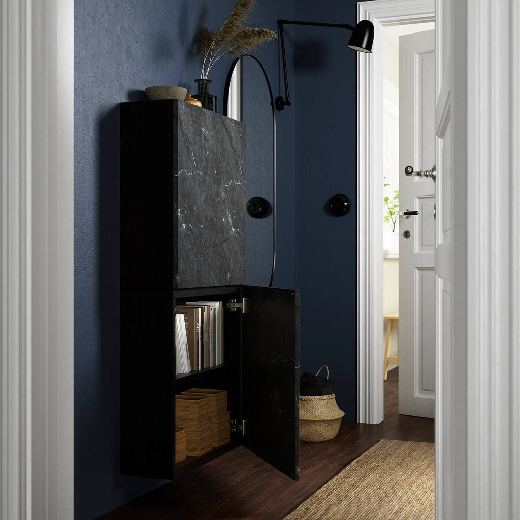 Black-Brown Wall Cabinet with 2 Doors W66179