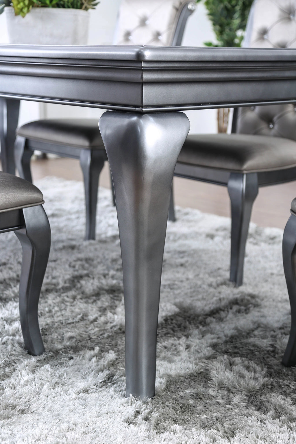 Silver Glass Table with Leaf W511449