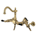 Antique Brass Wall-Mount Kitchen Faucet with Side Sprayer V12547