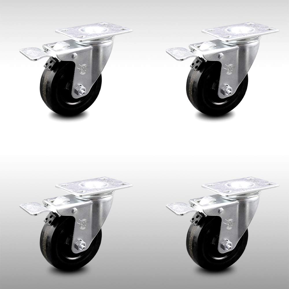 Stainless Steel Phenolic Swivel Caster with Black Wheel, Pack of 2 P2725