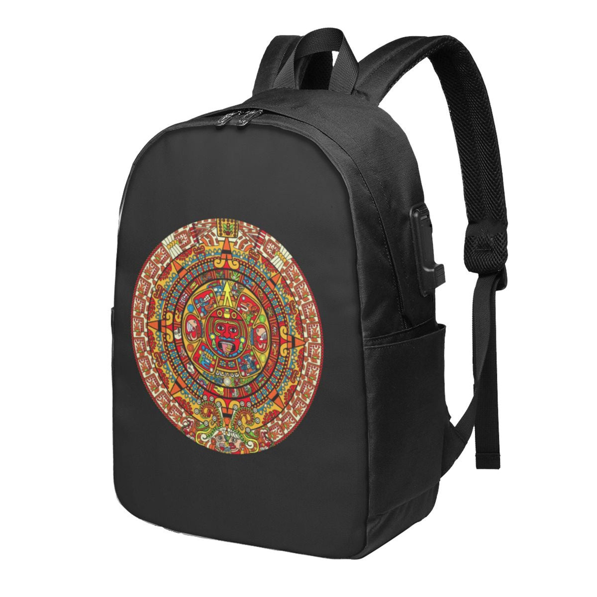 Colorful Aztec Calendar Print Laptop Backpack E575767