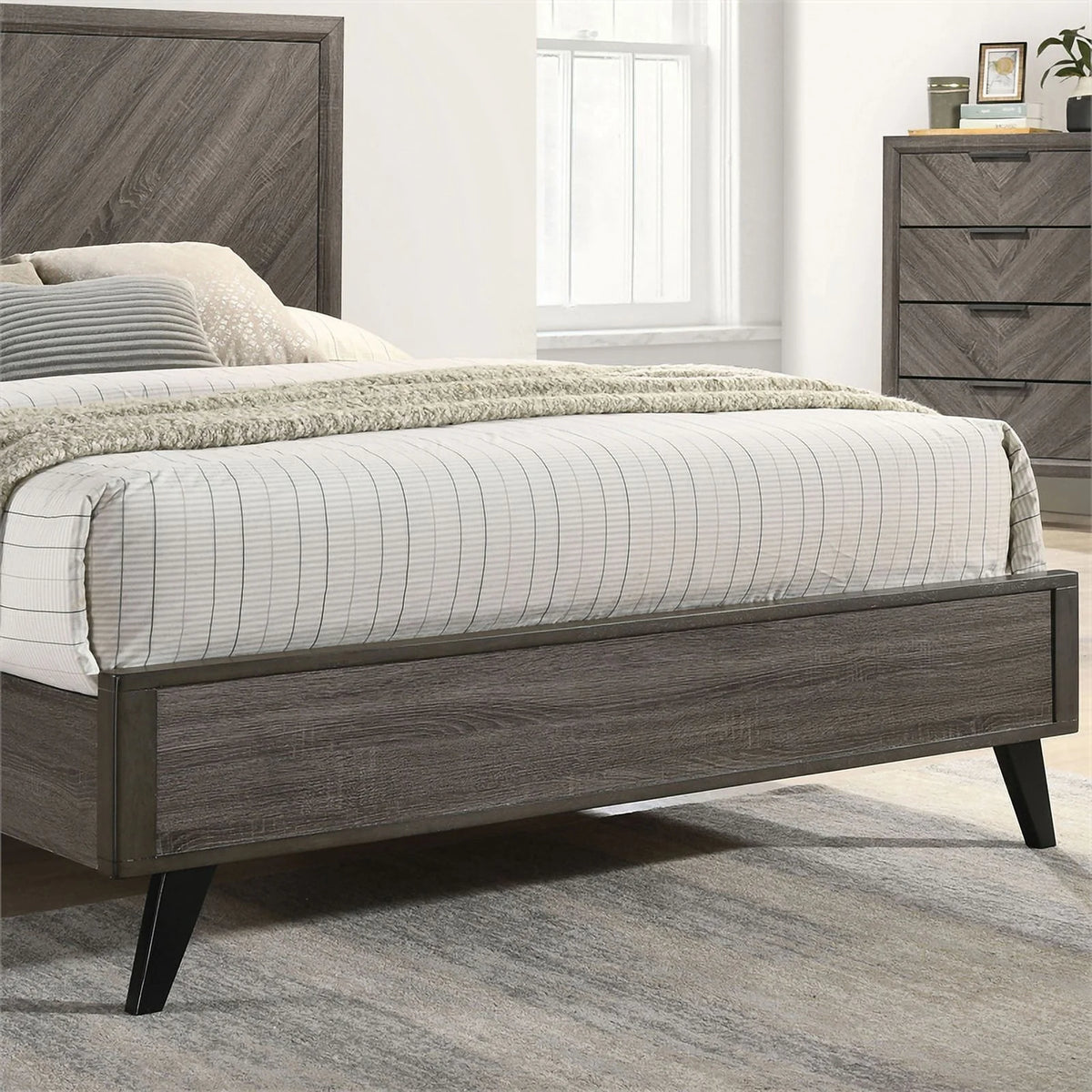 6pc Wood Gray Bedroom Set King Y844444