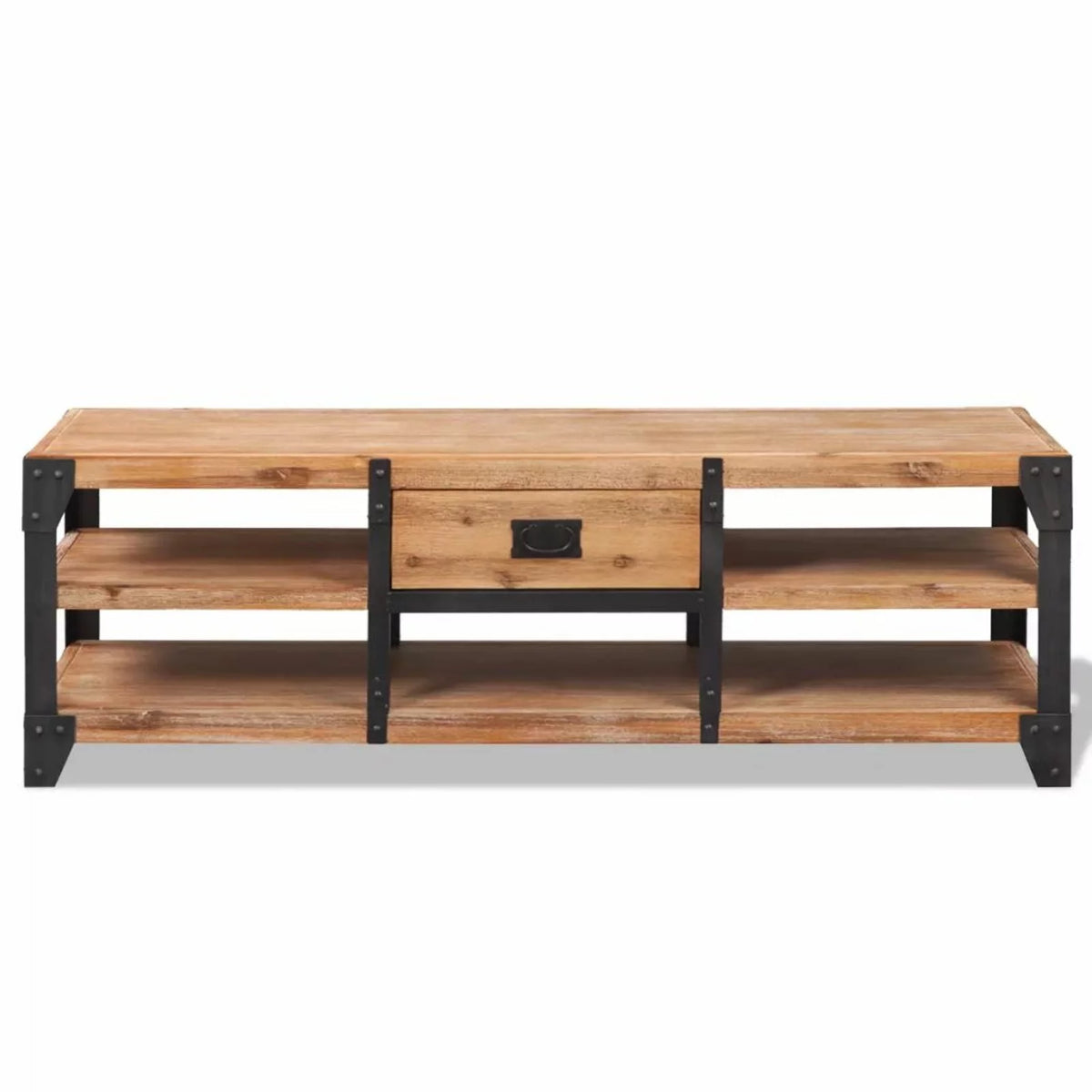 Reclaimed Wood TV Cabinet with Storage Shelves Steel Legs S86345