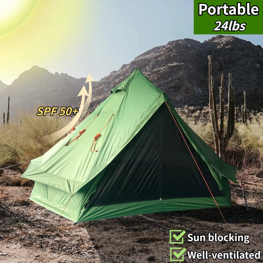 Waterproof 13.2ft/4M Green B1 Bell Tent with Black Footprint E11380