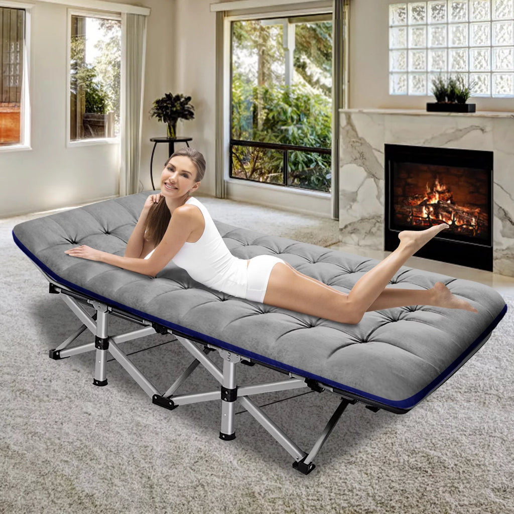 Folding Camping Cot with Cotton Pad & Carry Bag D49358
