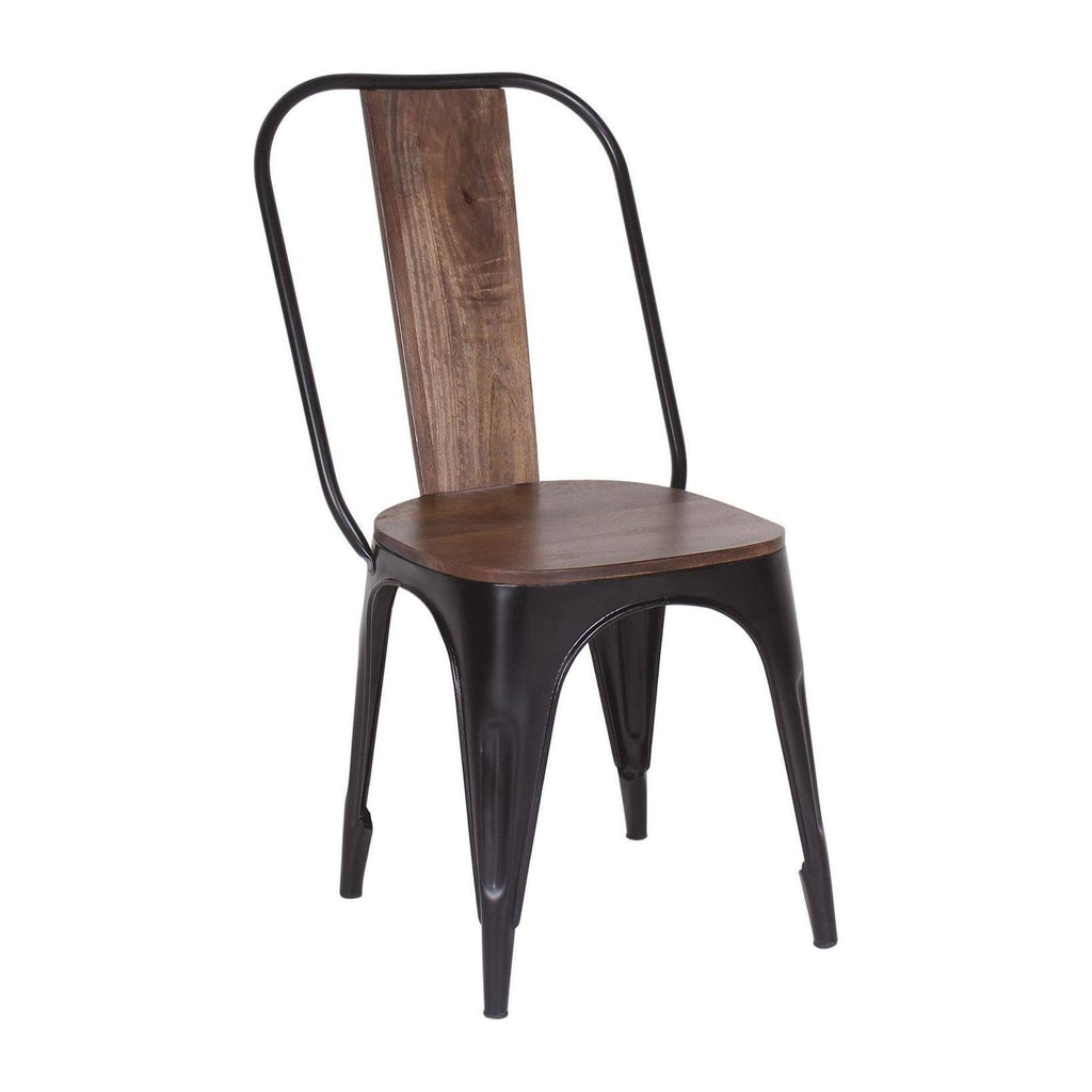 Industrial Iron Mango Wood Side Dining Chairs (Set of 2) Brown C508179
